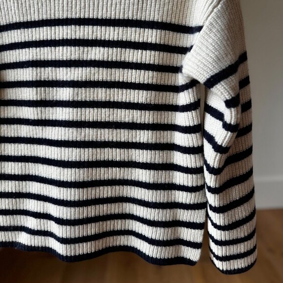 Rails Claudia Stripe Sweater Medium Mock Neck Ribbed Pullover knit Cream Navy - Picture 5 of 13